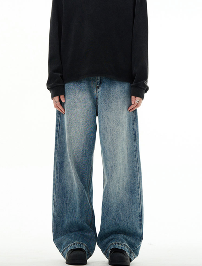 Vintage Wash Curved Denim Pants