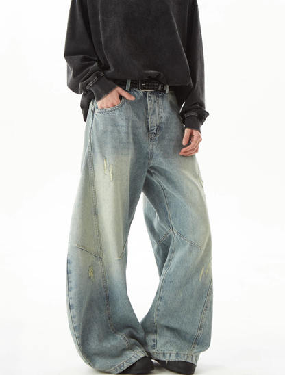 Vintage-Like Balloon Denim Pants