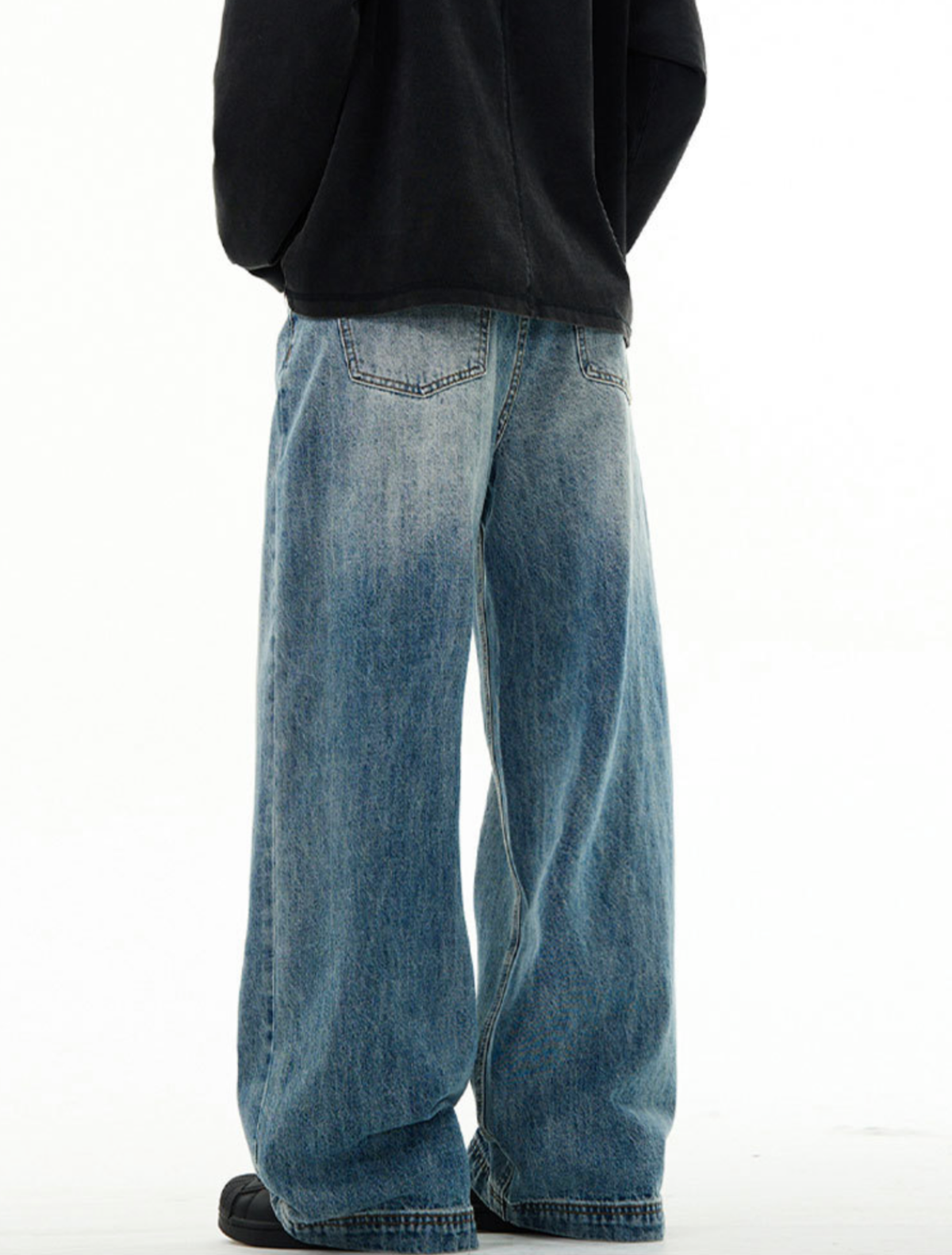 Vintage Wash Curved Denim Pants