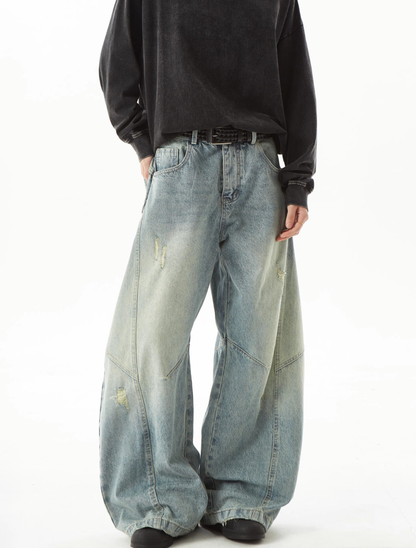 Vintage-Like Balloon Denim Pants