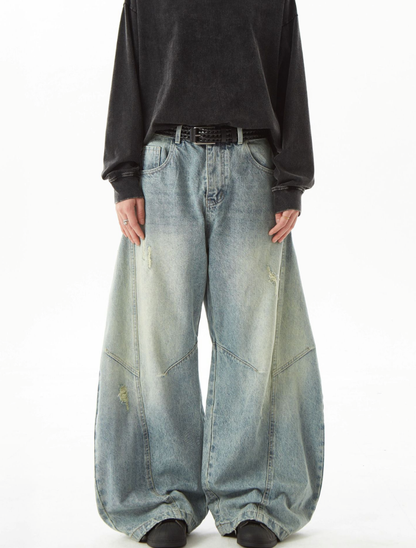 Vintage-Like Balloon Denim Pants