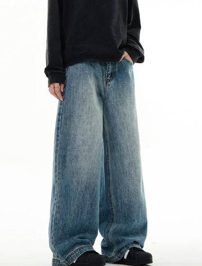 Vintage Wash Curved Denim Pants