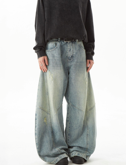 Vintage-Like Balloon Denim Pants