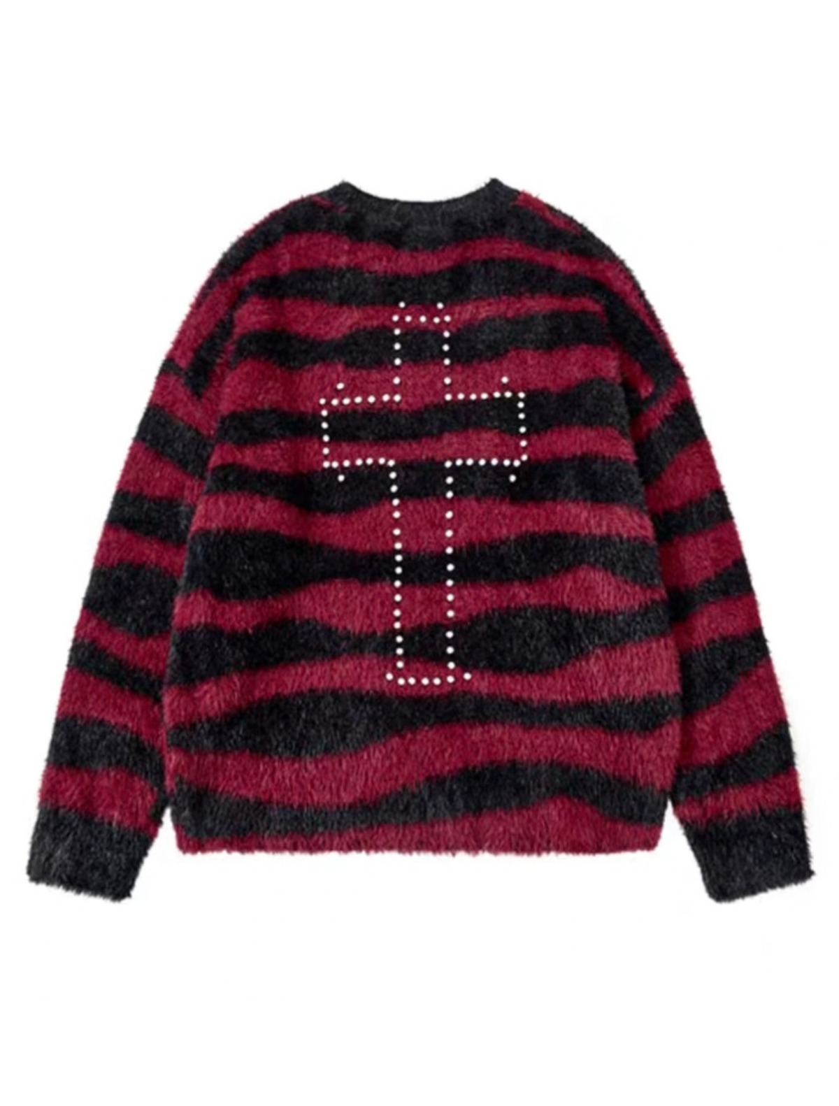 Cross Stud Shaggy Striped Knit