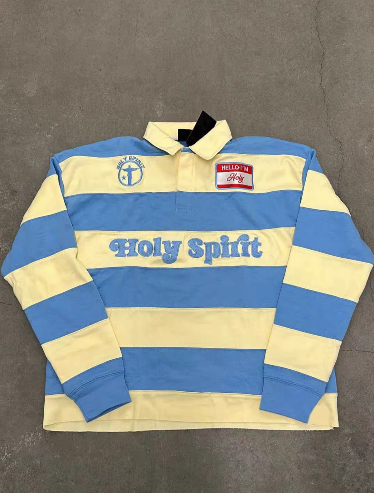 Wide Striped Lettering Rugby Shirt