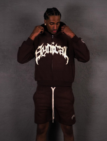 Washed Gothic Arch Logo Zip Hoodie