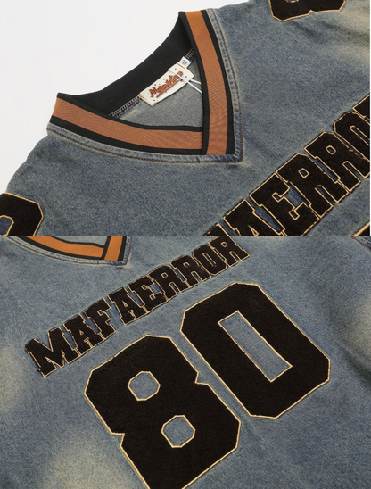 Washed Denim V-Neck Game Shirt