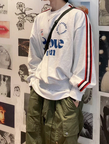 Side Taped Lettering Logo Loose Sweatshirt
