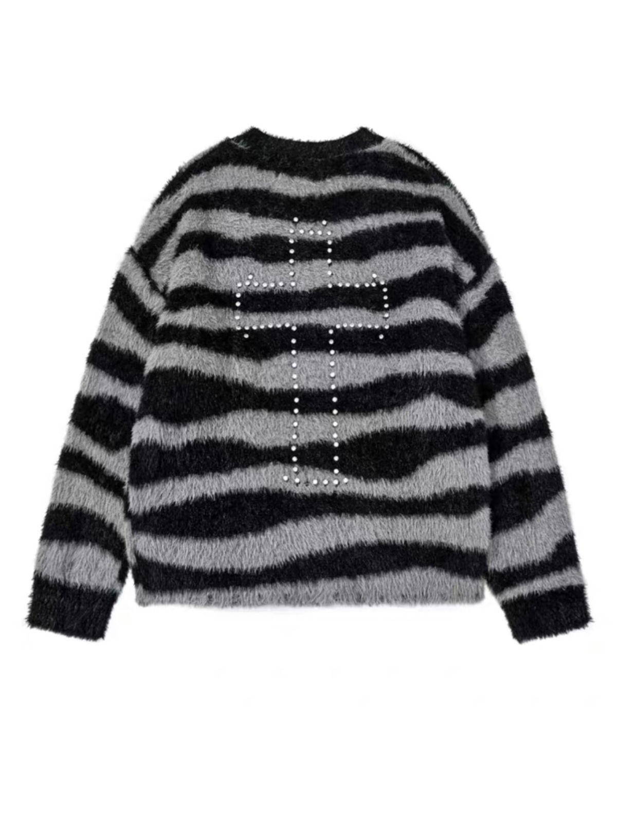 Cross Stud Shaggy Striped Knit