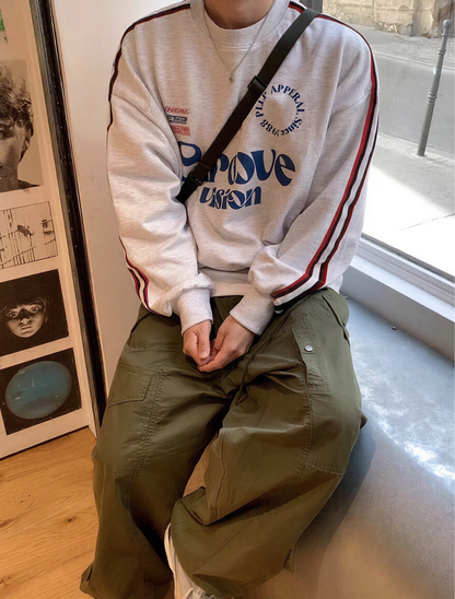 Side Taped Lettering Logo Loose Sweatshirt