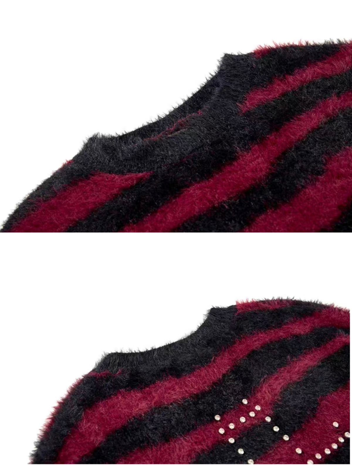 Cross Stud Shaggy Striped Knit