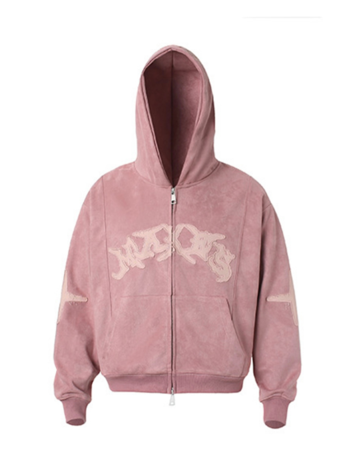 Cross Patch Arch Logo Suede Loose Hoodie