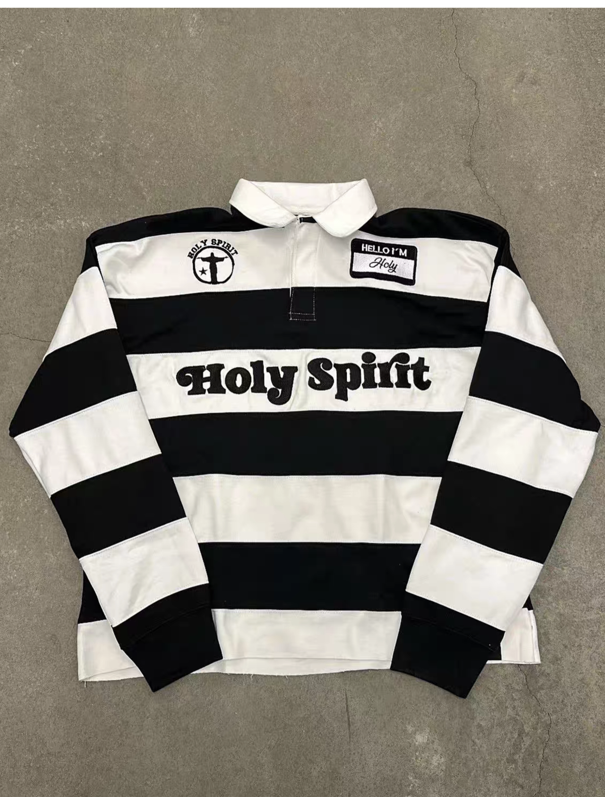 Wide Striped Lettering Rugby Shirt