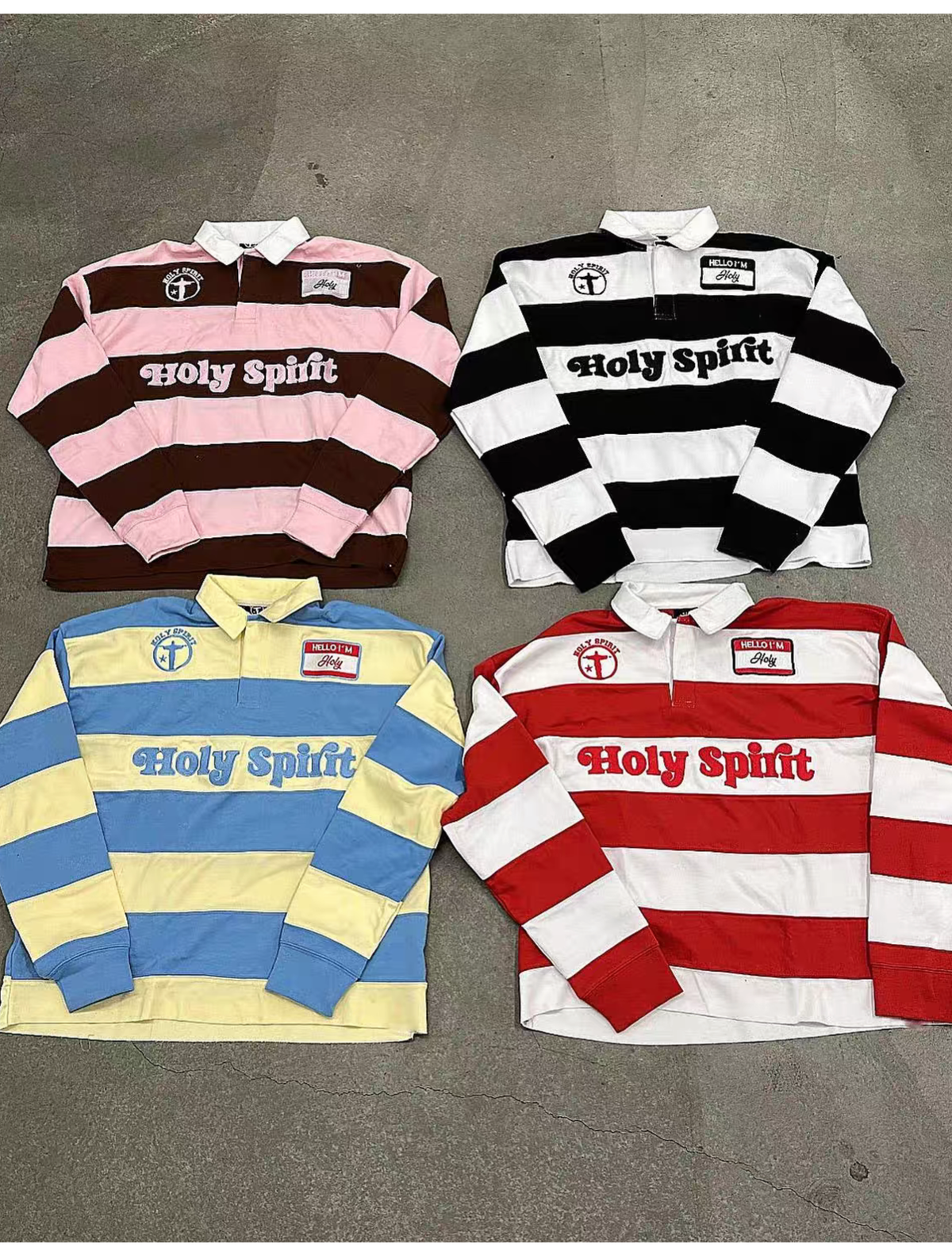 Wide Striped Lettering Rugby Shirt