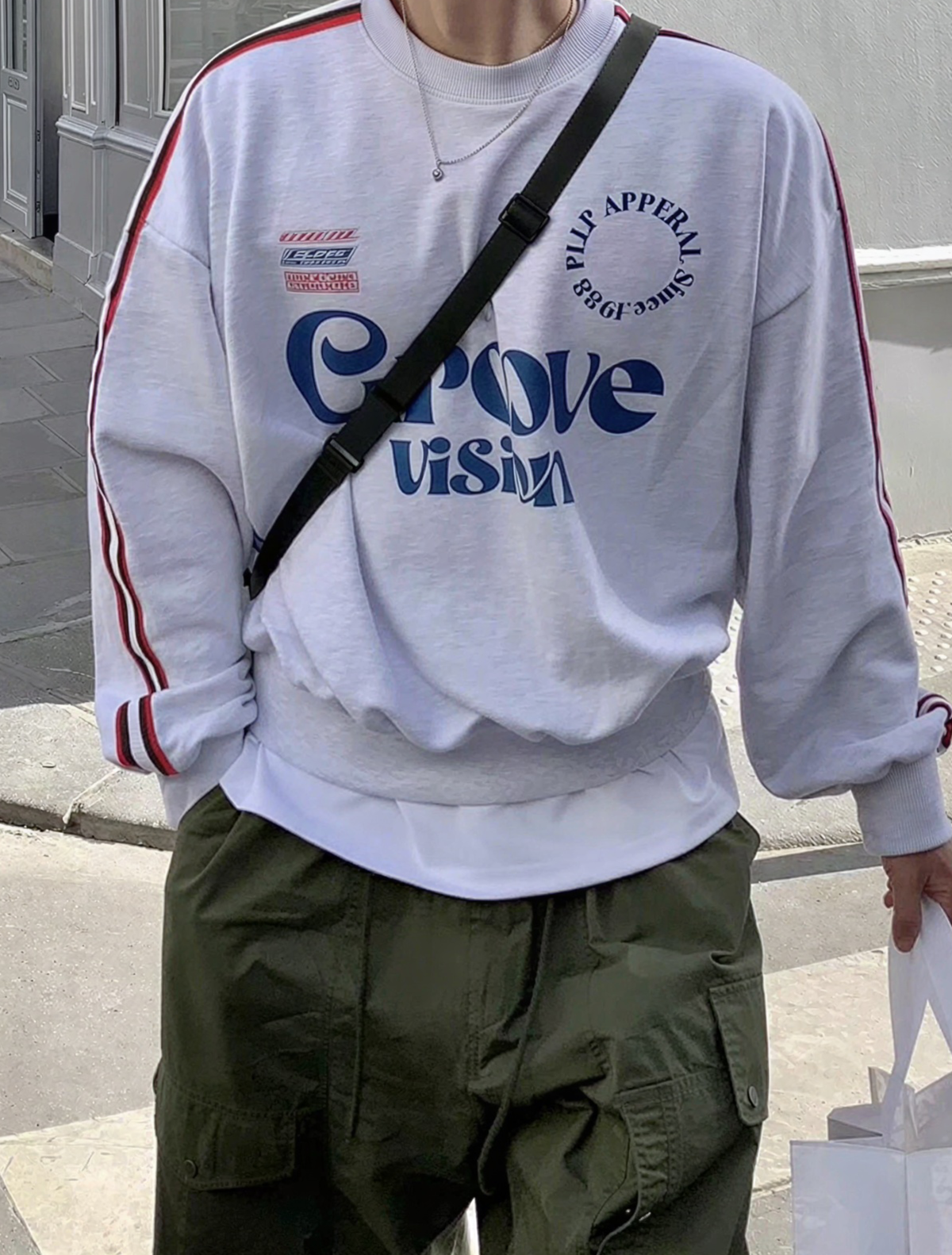 Side Taped Lettering Logo Loose Sweatshirt