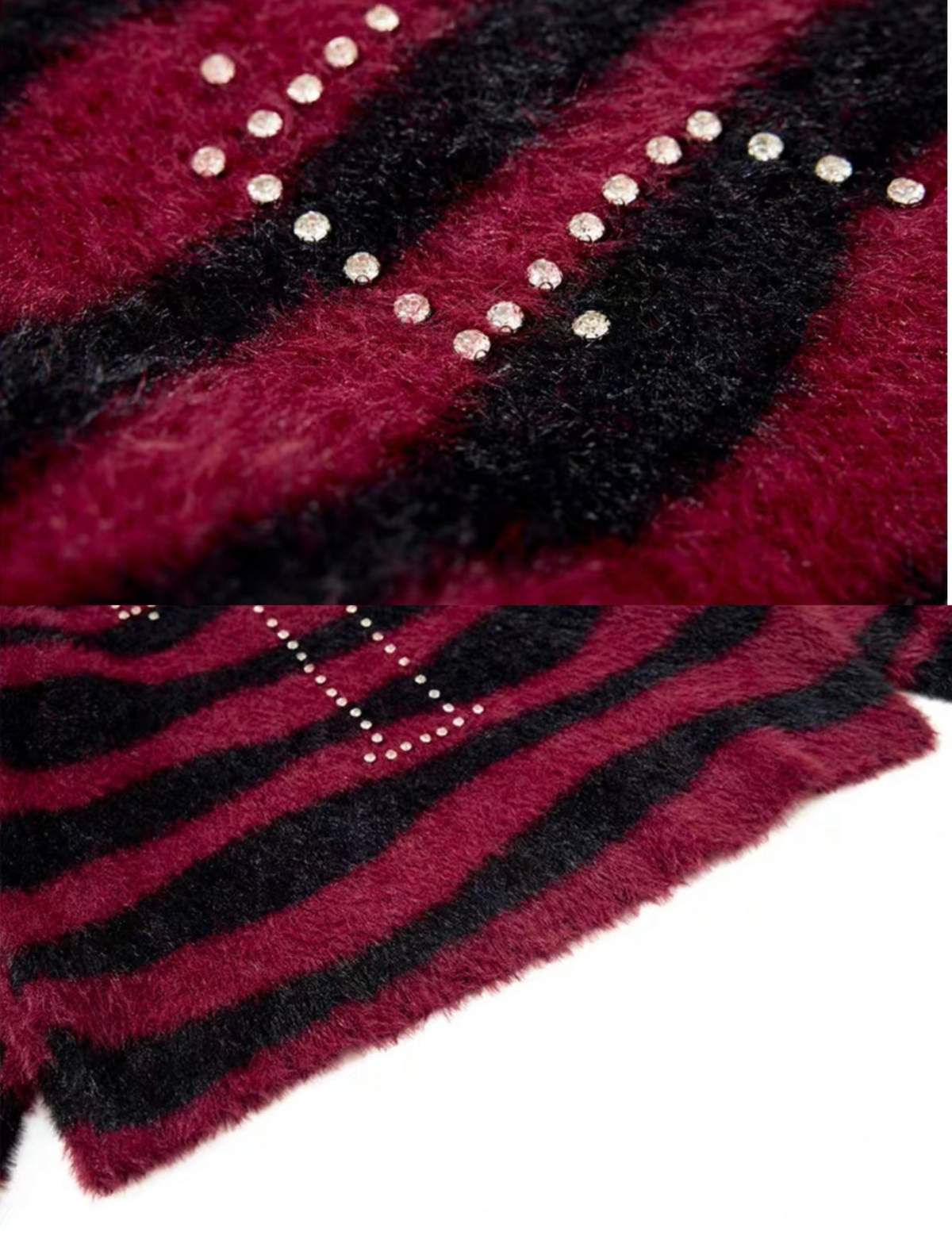 Cross Stud Shaggy Striped Knit