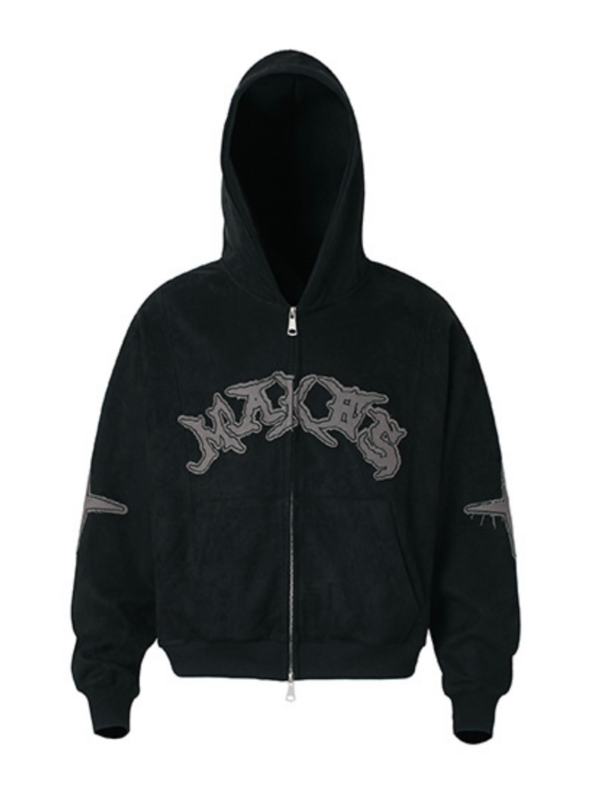 Cross Patch Arch Logo Suede Loose Hoodie