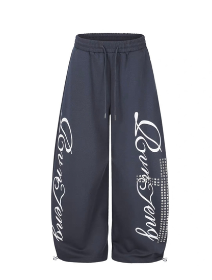 Side Script Rhinestone Sweatpants