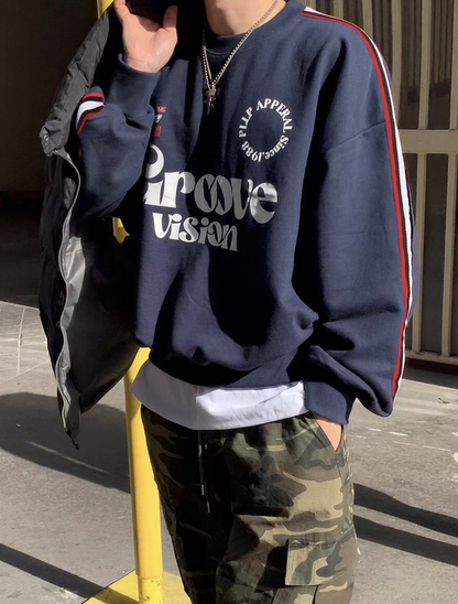 Side Taped Lettering Logo Loose Sweatshirt